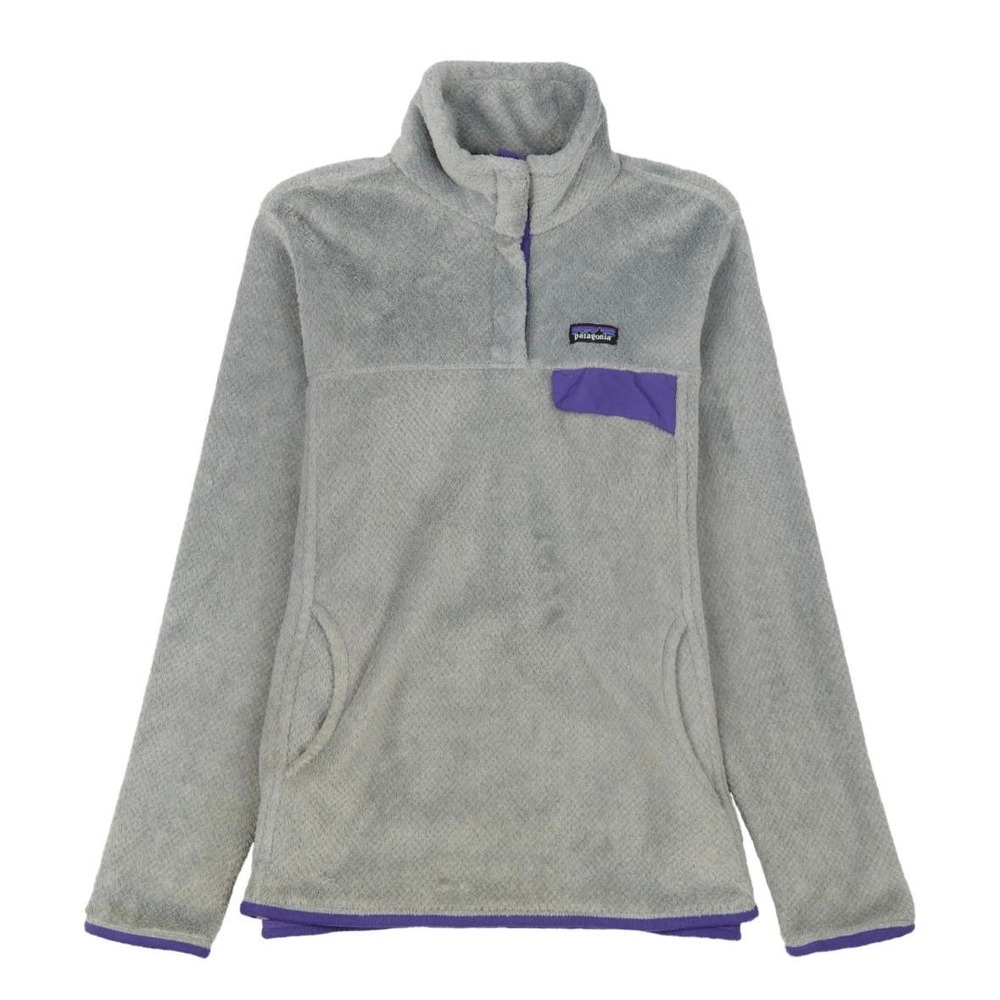 Patagonia Gray Fleece Pullover with Purple Trim